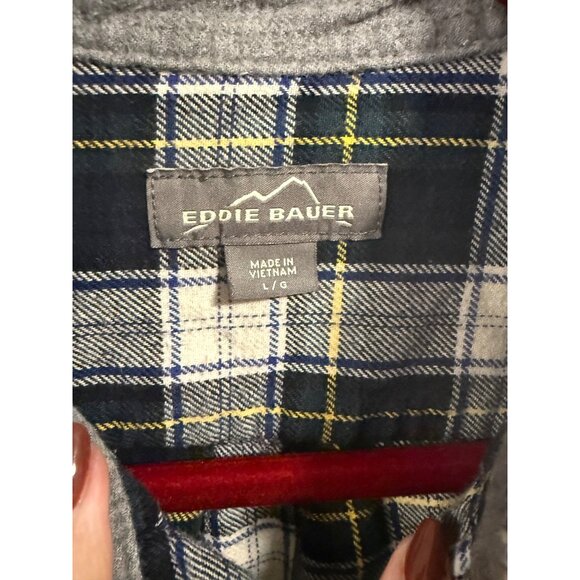 Eddie Bauer Men's Flannel Plaid Button-Down Shirt Size L‎ - Picture 4 of 8